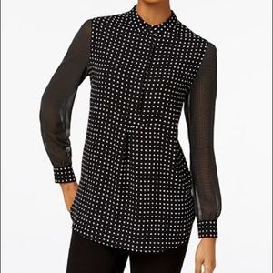 Sheer Dot-Print Blouse